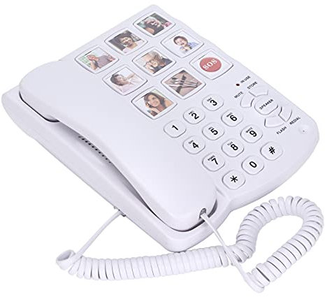 Picture Care Telefono per Anziani con Filo, Telefoni Fissi con Filo da 80 DB con Altoparlante, Telefono per Anziani con Filo con Tasti Grandi e Ampio Display per Anziani, Composizione One Touch