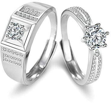 Beydodo Partnerringe 925 Silber Paarpreis, Verlobungsringe Verstellbar Frauen Männer mit Zirkonia Eheringe Trauringe Nickelfrei Partnerringe für 2