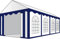 AMBISPHERE Partyzelt Classic Plus Hochwertiger Pavillon 550g/m² PVC Plane Gartenzelt/Festzelt/Bierzelt Wasserdicht, UV-Resistent & Feuerhemmend Größen in Blau/Weiß mit 5 Jahren Garantie (5x10m)