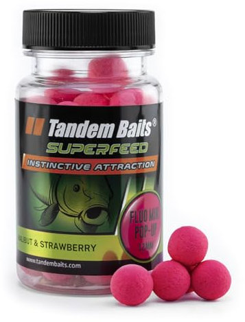 Tandem Baits Karpfen Futter Angelfutter Pop Ups SuperFeed Fluo Mini Pop-Up 12 m 30 g Heilbutt Und Erdbeere