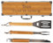 Coffret couverts barbecue personnalisé gravé – Coffret en bois unique avec gravure texte – Coffret personnalisable avec 3 grands couverts barbecue