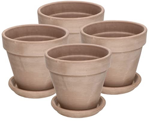 KOTARBAU® Set di 4 vasi da fiori in terracotta, moka, diametro 15 cm, per interni e giardini