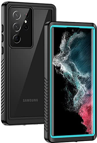 Lanhiem for Samsung S22 Ultra 5G Case, Waterproof S22 Ultra Cover Dustproof Shockproof Case with Built-in Screen Protector, Full Body Underwater Protective Case for Galaxy S22 Ultra 6.8 Inch (Blue)