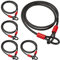 Relaxdays 5X Cavi Extra Lunghi da 2m, con Cappi, per Biciclette e Bagagli, in Acciaio Rivestito, con Passanti, Colore Nero