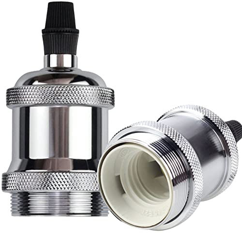 TIANFAN 2Pcs / Pack Edison Schraube ES E27 Glühbirnen Lampenfassung Pendelleuchte (Silber)