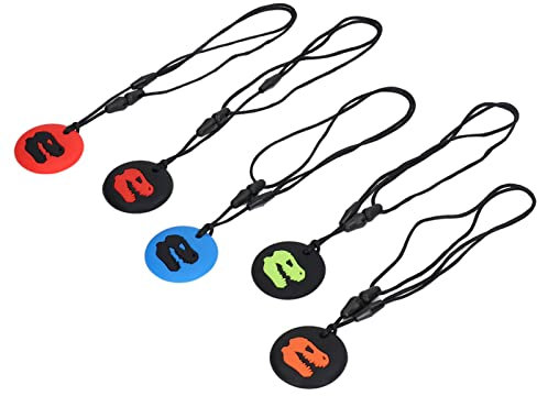 SPYMINNPOO 5 Stück Baby BeißRing Spielzeug, Dinosaurier Muster Sensorische Kaukette Silikon Baby Zahnspielzeug FüR Reisen zu Hause Säuglingspflege Andere Babypflege