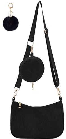 Retro Umhängetasche Tasche,90er Jahre Umhängetasche Damen,Tasche Damen Tasche Kleine Segeltuchtasche y2k Fashion Kleine Handtaschen für Frauen (Schwarz)