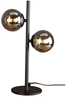 Élégante lampe de table en métal noir et boules en verre fumé soufflé à la bouche, 40 cm de haut