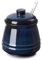 Tanirapel Porcelain Sugar Bowl, 10 oz Seasoning Cellar with Lid and Spoon, Sugar Canister for Coffee Bar, Salt Container for Kitchen, Blue