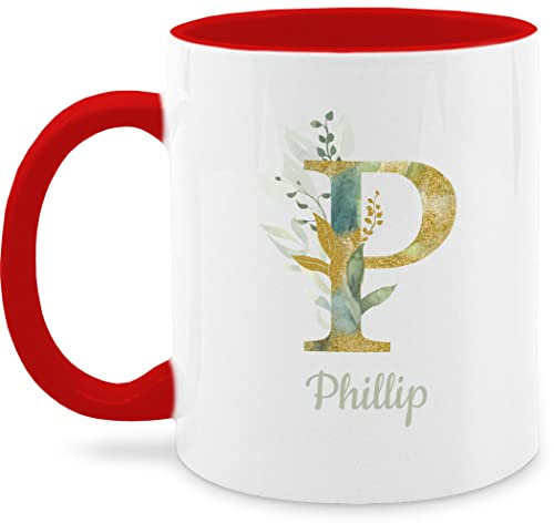 Tasse Tassen 325ml - Anfangsbuchstabe Name - Namens Geschenk - 325 ml - Rot - personalised mug buchstabentasse buchstaben letter kaffeetasse buchstabe namenstasse initialen letters teetasse