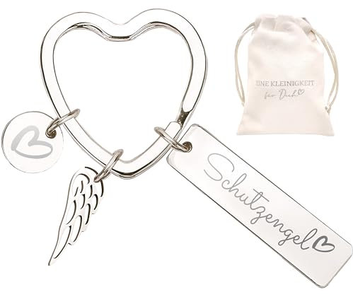 LOViLEE Schutzengel Silber – Schlüsselanhänger Glücksbringer inkl. Geschenkbeutel – Schutzengel Geschenk Freundin Geburtstag, Führerschein bestanden Geschenk, Schutzengel Auto