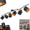 Deckenleuchte Alsen, moderne Deckenlampe aus Metall/Stoff in Schwarz/Goldfarben, 6-flammig, mit verstellbaren Strahlern und Leuchtenarmen, Spot im Retro/Vintage Design, 6 x E14, ohne Leuchtmittel
