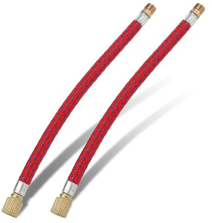HERCHR 2Pcs Tuyau D'extension de Pompe à Vélo, 16,6 cm/6,5 po Rallonge Tube Pompe à Vélo Tuyau D'extension de Pompe à Vélo Nylon Cuivre Double Valve Design Tube de Gonflage pour Pompe à Vélo