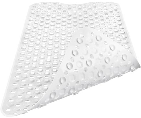 DOPROP Luxury White Bathroom Accessories Bathtub Mat for Inside Extra Long Anti Non Slip Bath Shower Mat for Elderly Children Premium Vinyl Shower Mats Rugs Runners with Strong Suction Cups,100x40CM