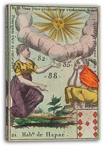 Leinwandbild (20x30cm) Anonym, Französisch, 18. Jahrhundert: Hab.t de Hapae, Motiv aus Quartett-Spielkarten 'Costumes des Peuples Étrangers', Leinwand auf Keilrahmen gespannt und fertig zum Aufhäng..