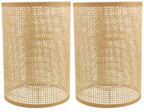 Angoily 2PCS Pantalla Lampara Tejida Lámpara De Ratán Sombra De Lámpara Tejida Para Lámpara De Pie Colgante Lámpara De Mesa Lámpara De Pared Pantallas De Lámpara