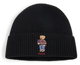 Polo Ralph Lauren Gerippte Herrenmütze mit Bärenmotiv, 001 (Schwarz), Einheitsgröße