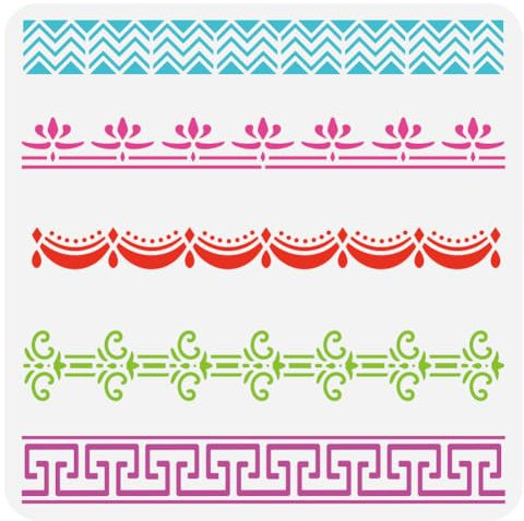 FINGERINSPIRE Mini Bordüren Set Malschablone 30x30 cm Wiederverwendbare Spleißbordüre Zeichnungsvorlage Blumenbordüre Dekorationsschablone Zum Malen Auf Holz Wand Stoff Möbeln