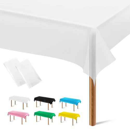 Segus Tischdecke Weiß, 2 Stück Einweg Tischdecke, Biertisch Tischdecke, Tischdecke Wasserdicht für Hochzeit, Party, Kindergeburtstag, Familie (137 * 274)