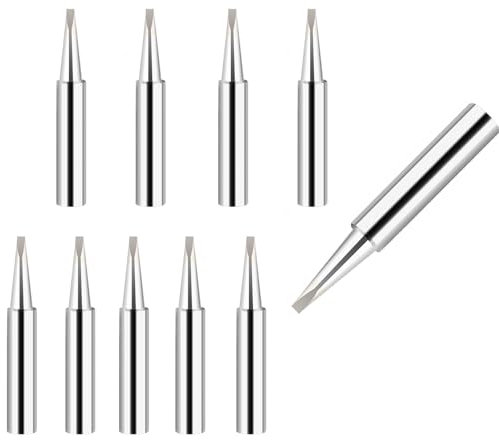 ieron 10 Pcs Soldering Iron Tips, 900M-T-2.4D Replacement Soldering Iron Tips for Hakko, Radio Shack, TENMA, ATTEN, Quick, Aoyue Solder Station Silver