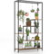 GOPLUS Soporte para Plantas de 6 Niveles, Estante de Exhibición para Macetas con 10 Ganchos para Colgar, Estantería de Metal Vertical Multiuso180 CM para Balcón Salón Interior (Marrón)