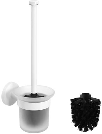 Dailyart Klobürste, Toilettenbürste Klobürste Weiß WC Bürste Wandmontage WC Garnitur Toilettenbürstenhalter Ohne Bohren Klobürstenhalter mit Halter für Bad und WC, Inkl. Ersatzbürste, Edelstahl + Glas
