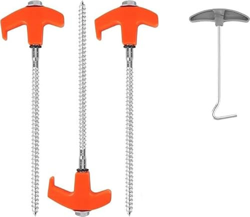 3 Stück Zeltheringe, Heringe Erdnägel Stabil aus Geschmiedeter Stahl 20cm Lang, Zeltheringe zum Schrauben für Zelt Sonnenschirm Wald, Wiesen, Gras, Sandboden