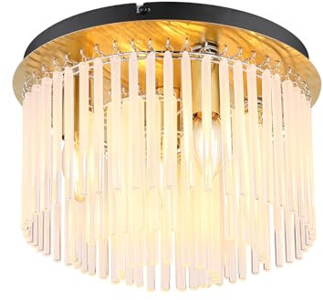 meineWunschleuchte Retro Deckenleuchte mit transparenten Echtglas Stäben, Ø 32cm