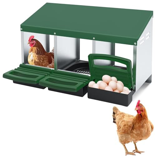 HEYOUTH Legenester für Hühner aus Metall,Abrollnester für Hühner,Geflügelnester,Hühnernester zur Wandmontage,jedes Abteil mit eigener Nestschale,mit geneigtem Boden,Lüftungslöchern,leichte Reinigung