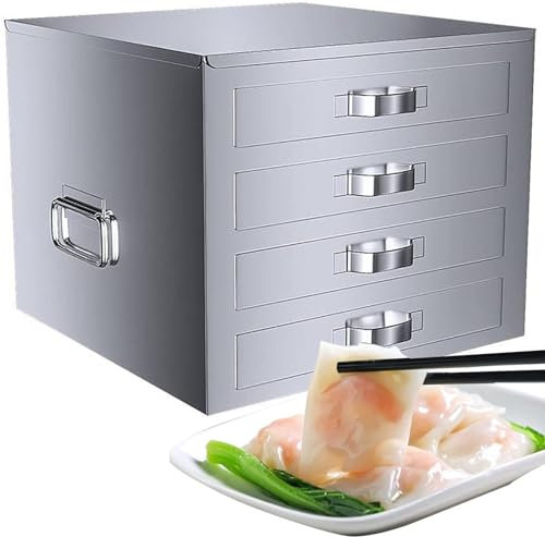 MNBVH Machine à Rouleaux De Nouilles De Riz à Vapeur, Cuiseur à Vapeur Chinois Changfen en Acier Inoxydable 53x53x43cm, Batterie De Cuisine Cantonaise à 4 Couches