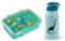 I-Drink - Kit Lunchbox + Borraccia Termica in Acciaio Inox 350ml - per Bambini - Porta Merenda - Picnic, Gite e Scuola - con Disegni di Infanzia (Dino Termico)