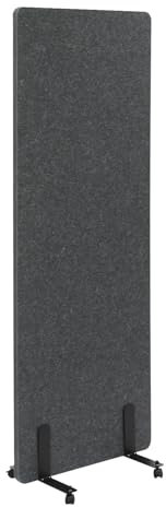 DeeDuud Raumtrenner 61 x 168 cm, Mobile Akustik Trennwand PET Raumteiler mit 4 universellen Rädern für Wohnzimmer Büro Restaurant (Dunkelgrau)