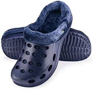 ESTRO Herren Winter Hausschuhe Damen - Hausschuhe Damen Winter Gartenschuhe Gefüttert Gartenclogs Herren Gefüttert A01 (36, Dunkelblau)