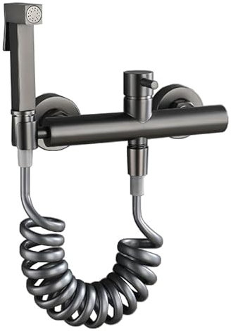 Bidet Sprayer for Toilet Tap Toilet Jet Wash Spray with Hot and Cold Water Seat Single Handle Gun Gray-Rubber Tube 8.5cm