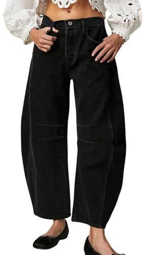 loveimgs Women's Womens Mid Rise Barrel Jeans Casual