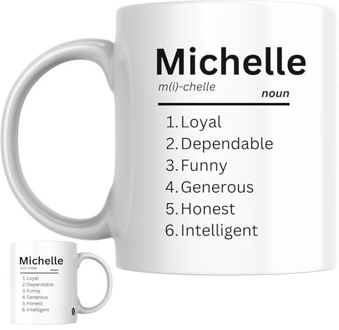 Michelle Personalised Ceramic Mug | Personalised Name Definition Coffee Mug, Novelty Gift for a Wife, Girlfriend, Friend or Colleague Named Michelle