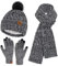 Donna Invernale Pon Pon Cappello Sciarpa Touch Screen Guanti Set con Fodera in Pile, Berretto in Maglia a Trecce Sciarpe Regalo