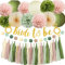Bride to Be Deko Salbei Rosa JGA Deko Salbeigrün Frauen Altrosa Olivgrün Brautparty Junggesellinnenabschied Hellrosa Grün mit Quasten Girlande Rosa Salbeigrün für Bridal Shower Bachelorette Party