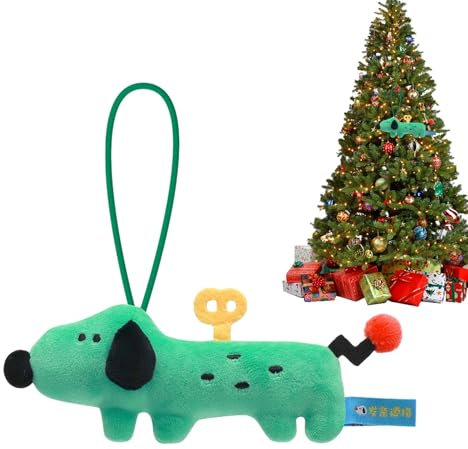 Adornos de perro para árbol de Navidad,Adornos de perro de Navidad,Adornos de perro de estilo mecánico trasero peluche de perro - Llavero de peluche lindo, juguetes de peluche coloridos para perros, o