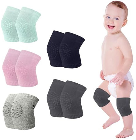 Celiodd 5 Paar Knieschoner Baby Krabbeln,Baby Knieschoner zum Krabbeln mit Rutschfesten Noppen,Knieschützer mit sicherem Halt,Kinder Krabbelhilfe für Jungen und Mädchen 0-24 Monate Alt