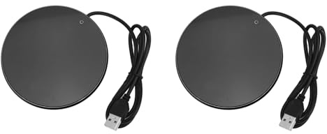 Lot de 2 Chauffe-Tasses à café, Température Constante de 55 °C pour Bureau, 3 Réglages de Température, Plaque Chauffante Intelligente, Bougie USB, Chauffe-Boissons pour la