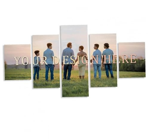 Personalisierte Leinwanddrucke mit Fotos 5 Panels Personalisierte Bild Wandkunst Leinwand für Schlafzimmer Wohnzimmer Personalisierte Geschenke für Freunde Hochzeit Familie(Kein Rahmen)