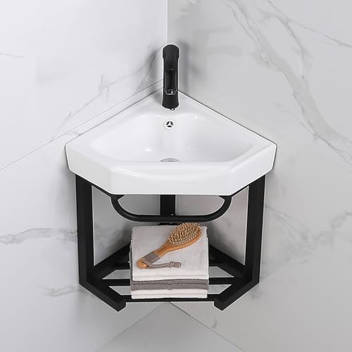 Lave Main D Angle Wc Avec Meuble,Lavabo D'angle Mural En Céramique,Lave Main Wc Petit Avec Meuble,Comptoir Lavabo Suspendu Au Mur,Salle De Bain Lavabo Ou Lave,Pour Vestiaire Salle De Bains Toilette(15
