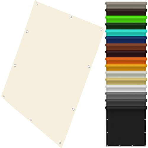 Sonnensegel Sonnenschutz Windschutz 230 x 250 cm Segeltuch Überdachung Plane UV Schutz Hitzeschutz mit Befestigungsseilen für Hof, Deck, Pergola, cremefarben