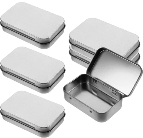 Sploziia 6 Stücke Silber Metalldosen mit Deckel-Blechdose mit Deckel, Kleine Dosen zur Aufbewahrung von Kleinteilen, Schmuck, Reiseutensilien(9.5 x 6 x 2.2cm)