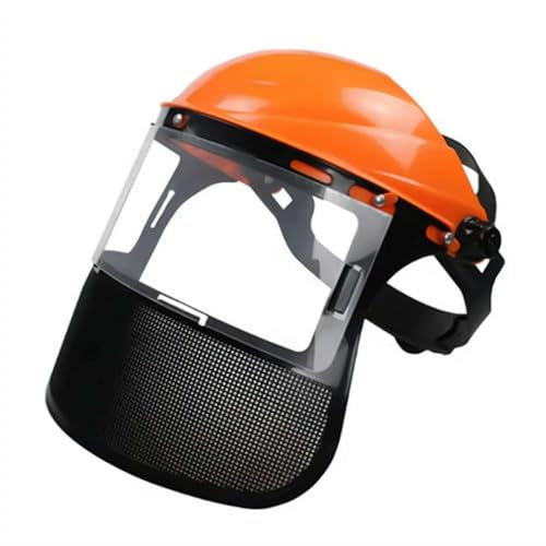Strimming Face Shield, Adjustable Safety Helmet with Visor, Full Face Mesh Protective Mask for Brush Cutter Forestry Gardening Protection