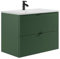 Vente-unique-Mueble de baño Flotante Rayado con Lavabo para empotrar - Verde Mate - 80 cm - ZEVINI