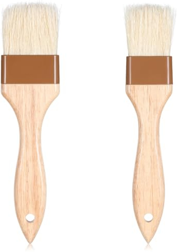Lnngub 2 stycken bakborstset, naturborst, bakpensel med trähandtag, 2 storlekar, matlagningsborste, grillborste, återanvändbar köksborste för olja, smör, såser, äggsåser, marinader