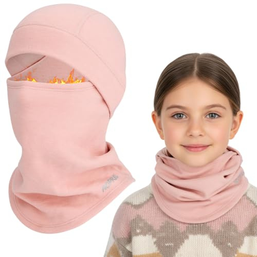 AOPREL Kinder Sturmhaube Winter Balaclava Modal-Wolle-Mix Skimaske | Multifunktional Winddicht Thermo Gesichtsmasken Schlupfmütze Sturmmaske Mütze mit Halswärmer für Jungen & Mädchen