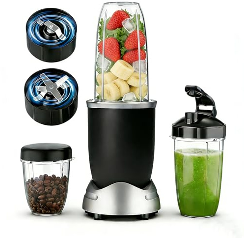 Teendow Mixer, 1200W Mini Smoothie Maker, Standmixer mit 3 Tragbare Mixbechern, 6 Klingen Edelstahlmixer, Elektrischer Mixer, Spülmaschinenfest, Geeignet zur Zubereitung von Smoothies, Shakes